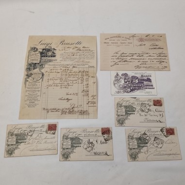 Lotto di 7 tra documenti e cartoline per l'Avv. Cairo di Piacenza primo 900