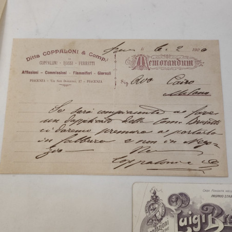 Lotto di 7 tra documenti e cartoline per l'Avv. Cairo di Piacenza primo 900