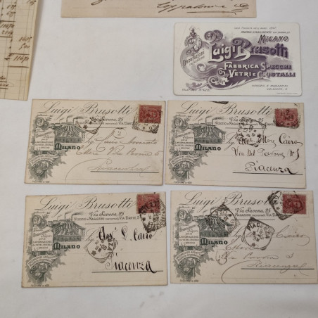 Lotto di 7 tra documenti e cartoline per l'Avv. Cairo di Piacenza primo 900