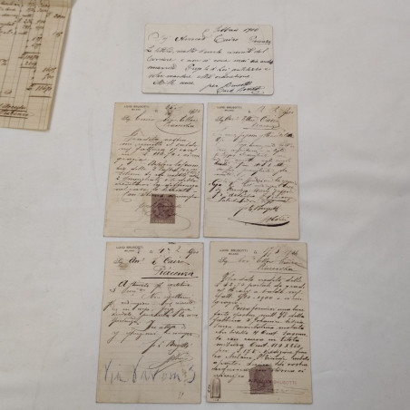 Lotto di 7 tra documenti e cartoline per l'Avv. Cairo di Piacenza primo 900