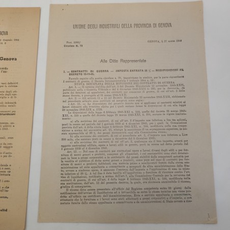 Unione Industriali di Genova, opusoli anno 1944 per comunicazioni