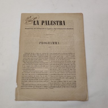 La Palestra modulo di adesione al giornale 16 settembre 1864