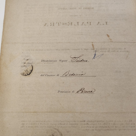 La Palestra modulo di adesione al giornale 16 settembre 1864