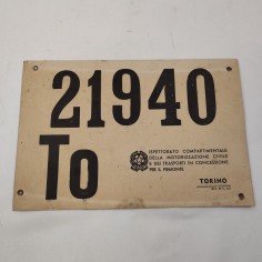 Originale targa su cartoncino TO 21940 Mod. 413