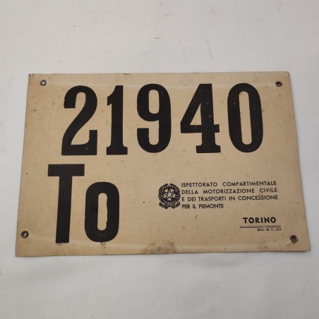 Originale targa su cartoncino TO 21940 Mod. 413