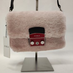 Borsa Furla Metropolis Nuvola S pelle di pecora tosata rosa cipria 2