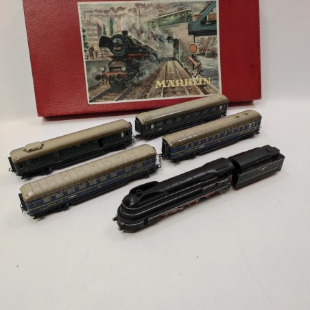 Marklin Set SK 846/4J  Anni '50 loco vapore carrozze e binari sc. H0