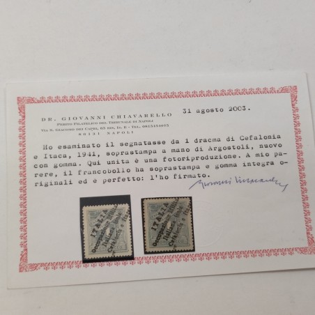 1941 - Cefalonia e Itaca - Segnatasse 1 d. azzurro chiaro. MNH. Sass. 5. Certifi