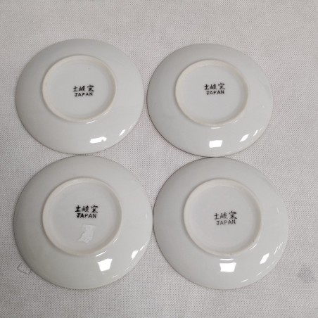 Lotto di 4 piattini stampati ceramica giapponese le 4 stagioni