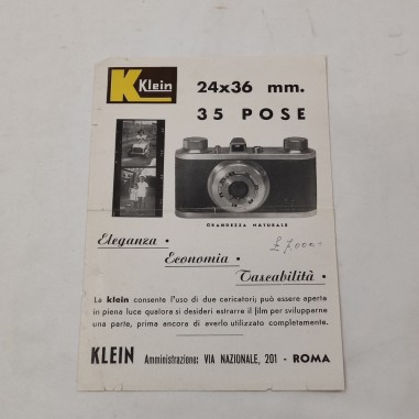Volantino fotocamera Klein 24x36 mm 35 pose