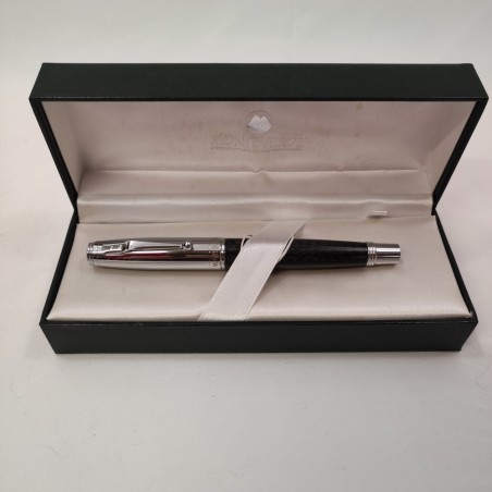 Monteverde penna stilografica Invincia pennino M fusto carbon look nuova