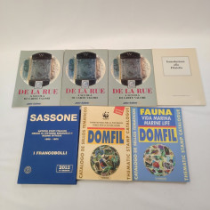 Lotto 7 libri e cataloghi di filatelia Sassone Domfil De La Rue 2