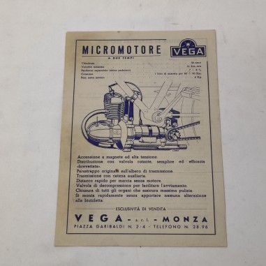 Brochure VEGA micromotore a due tempi per ciclo listino prezzi 1948