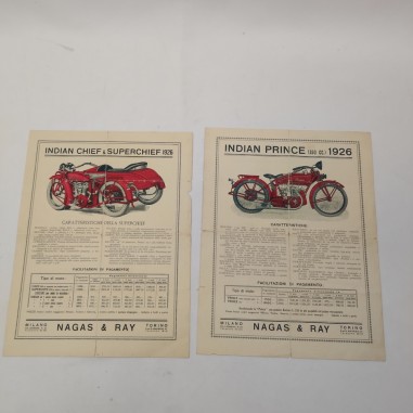 Moto Indian Prince 350 cc  lotto di due brochure anno 1926