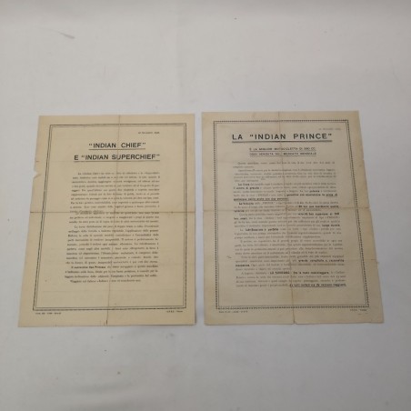 Moto Indian Prince 350 cc  lotto di due brochure anno 1926