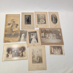 Lotto di 9 fotografie fine 800 con teatranti e attori