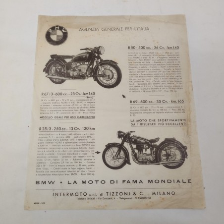 Brochure originale BMW  foglio singolo con gamma modelli 1955