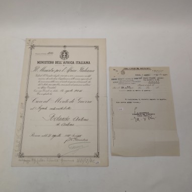Lotto di due documenti per conferimento croce al merito anno 1938