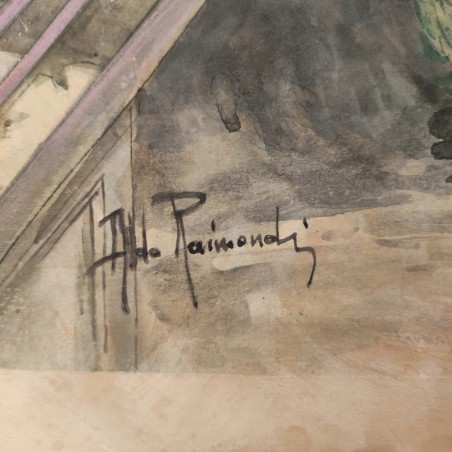 ALDO RAIMONDI disegno matite e tempera Benito Mussolini sulla tomba di Garibaldi