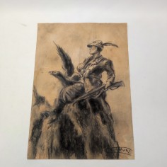Bozzetto originale carboncino su carta TAFURI dal quale venne fatta la cartolina