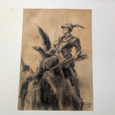 Bozzetto originale carboncino su carta TAFURI dal quale venne fatta la cartolina 2