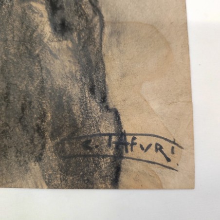Bozzetto originale carboncino su carta TAFURI dal quale venne fatta la cartolina