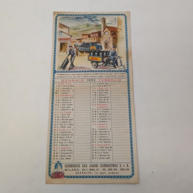 LIQUIGAS calendario da parete anno 1952 originale