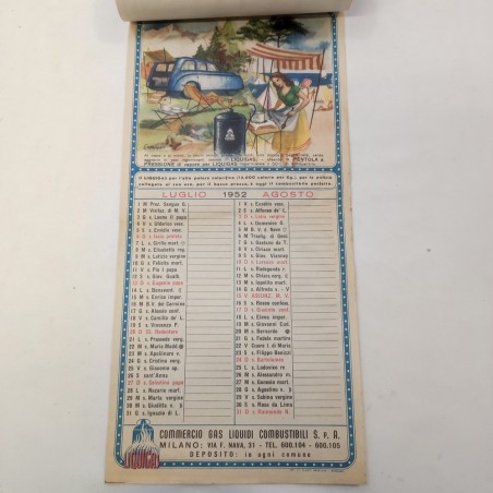LIQUIGAS calendario da parete anno 1952 originale