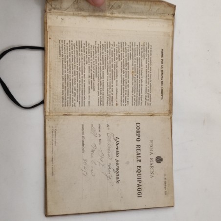 Regia Marina Libretto personale sottonocchiere Tassara classe 1907