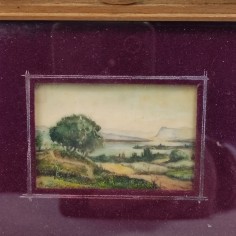 Quadretto tardo 800 con miniatura dipinta a mano veduta di paesaggio 2