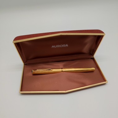 AURORA penna stilografica fusto in metallo dorato millerighe usata