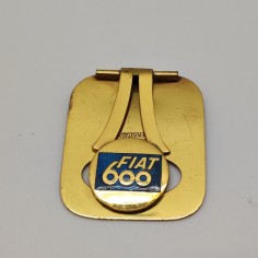 FIAT 600 ferma soldi a clip in ottone e smalto blu