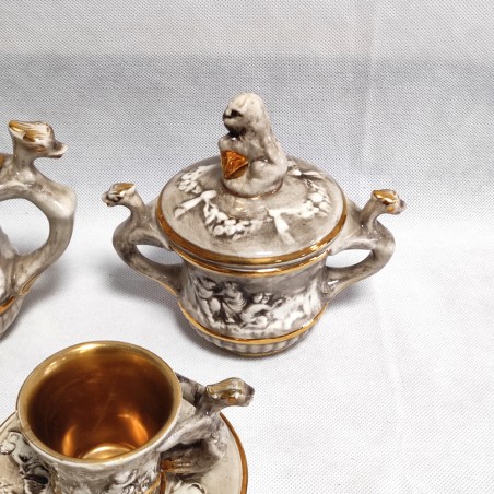 Servizio da caffè 6x Capodimonte con caffettiera e zuccheriera