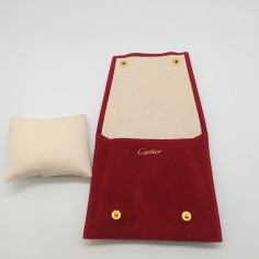 Originale astuccio in pelle scamosciata rossa porta orologio CARTIER inusata 2