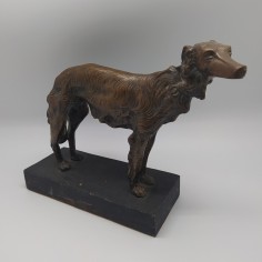 Scultura in bronzo probabile cane levriero borzoi russo 26x20 cm 2