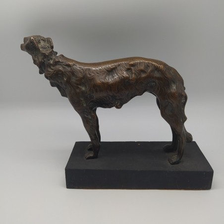 Scultura in bronzo probabile cane levriero borzoi russo 26x20 cm
