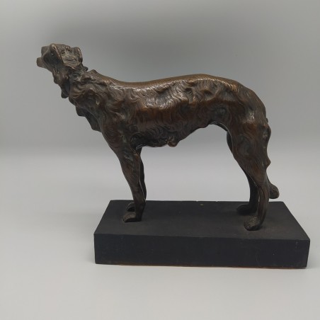 Scultura in bronzo probabile cane levriero borzoi russo 26x20 cm