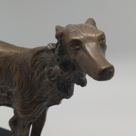 Scultura in bronzo probabile cane levriero borzoi russo 26x20 cm