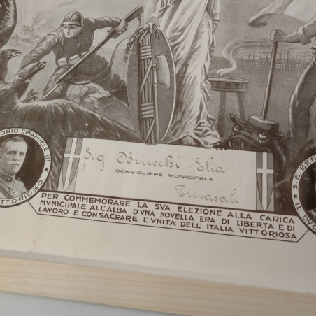 Attestato Ricordo Municipale al consigliere Bruschi Elia anno 1923 59x46 cm