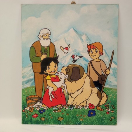 Poster dipinto a mano personaggi cartone animato Heidi