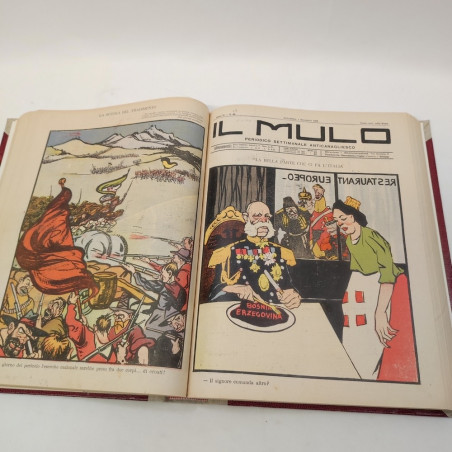 Rivista IL MULO 84 numeri rilegati in volume dal 1907 1908 e 1909