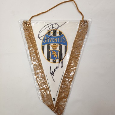 Gagliardetto Juventus autografo originale Zidane e Ravanelli