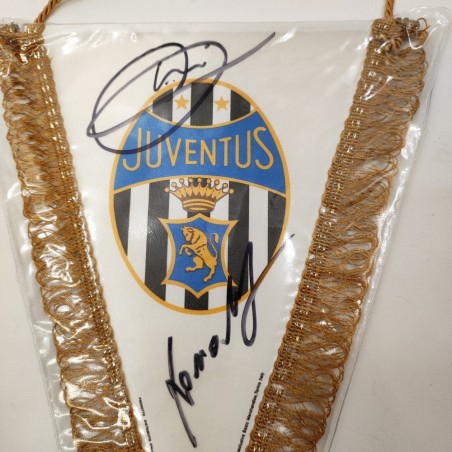Gagliardetto Juventus autografo originale Zidane e Ravanelli