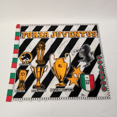 Bandiera Juventus 1985 22° scudetto autografo Platini e altro