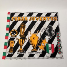 Bandiera Juventus 1985 22° scudetto autografo Platini e altro 2