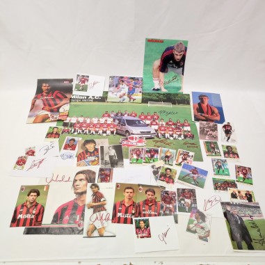 Lotto accumulo di 38 ritagli riviste con autografi calciatori Milan anni 90