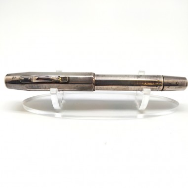 Penna stilografica senza marca, fusto in argento pennino oro 14 kt usata