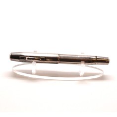 Penna stilografica senza marca, fusto in argento pennino oro 14 kt usata 2