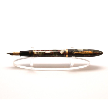 SHEAFFER'S penna stilografica fusto resina tipo marmo verde bianco e rosso usata