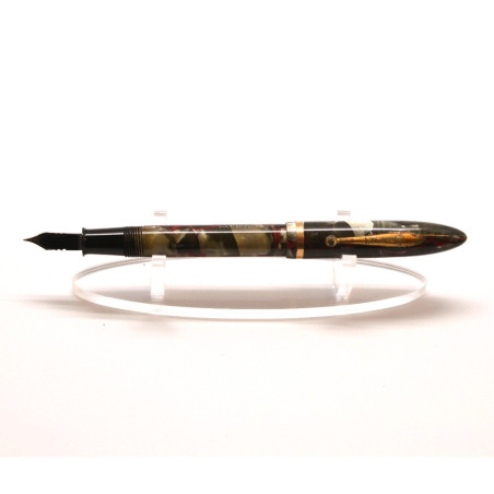 SHEAFFER'S penna stilografica fusto resina tipo marmo verde bianco e rosso usata
